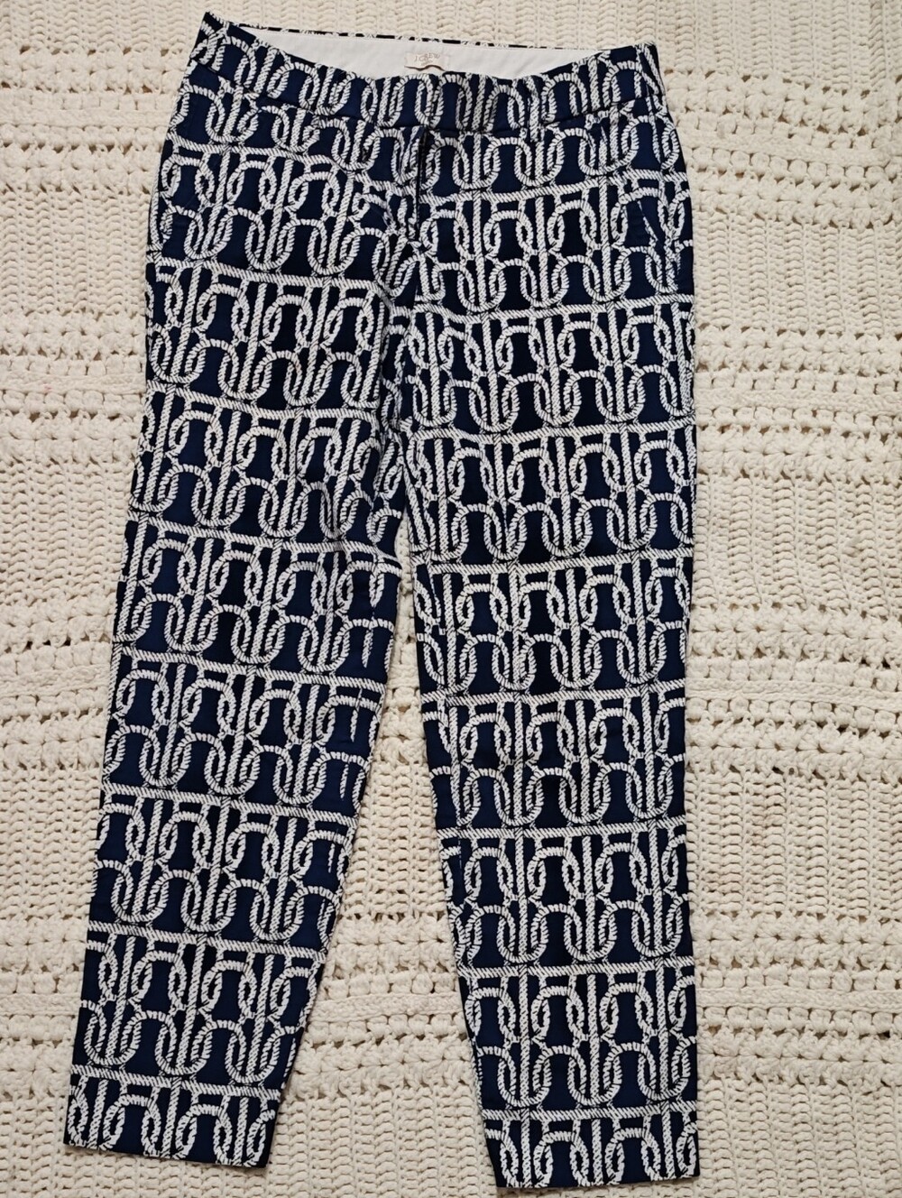 J. Crew Navy and White Stretch Pants